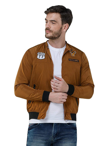 Men's Brown Winterwear Zipper Bomber Jacket colvynharris