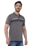 Men's Short Sleeve Slim Fit Collared Grey T-Shirt