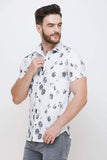 Men's White Short Sleeve Printed Shirt