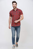 Men's Maroon Half Sleeve Luxury Shirt