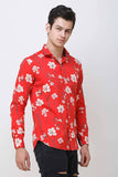 Men's Red Flora Printed Casual Shirt colvynharris