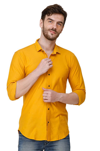 Men's Yellow Plain Casual Shirts colvynharris