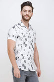 Men's White Short Sleeve Printed Shirt