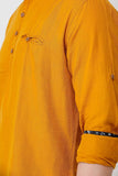 Mens Mustard Color Slim Fit Kurta
