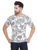 Men's White Floral Printed Slim Fit T-Shirts