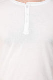 Men's Half Sleeves Henley Neck Slim Fit White T-Shirt