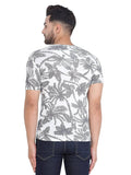 Men's White Floral Printed Slim Fit T-Shirts