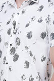 Men's White Short Sleeve Printed Shirt