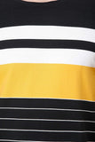 Men's Half Sleeves Round Neck Slim Fit Black Yellow T-Shirt