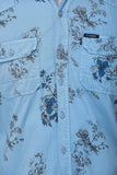 Men's Blue Floral Printed Slim Fit Luxury Shirt