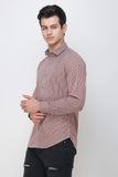 COLVYNHARRIS JEANS Men casualwear Full Sleeve Slim Fit Shirt Collar Luxury Maroon Stripes Shirt