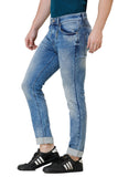 Colvyn Harris Men's Casualwear Regular Fit Mid-Rise Clean Look Stretchable Stretchable Ice Blue Denim Jeans