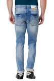 Colvyn Harris Men's Casualwear Regular Fit Mid-Rise Clean Look Stretchable Stretchable Ice Blue Denim Jeans