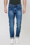 Colvyn Harris Men's Casualwear Straight Fit Mid-Rise Clean Look Stretchable Stretchable Blue Denim Jeans