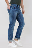 Colvyn Harris Men's Casualwear Straight Fit Mid-Rise Clean Look Stretchable Stretchable Blue Denim Jeans