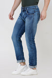 Colvyn Harris Men's Casualwear Straight Fit Mid-Rise Clean Look Stretchable Stretchable Blue Denim Jeans