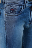 Colvyn Harris Men's Casualwear Straight Fit Mid-Rise Clean Look Stretchable Stretchable Blue Denim Jeans