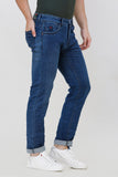 Colvyn Harris Men's Casualwear Straight Fit Mid-Rise Clean Look Stretchable Stretchable Navy Blue Denim Jeans
