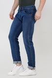 Colvyn Harris Men's Casualwear Straight Fit Mid-Rise Clean Look Stretchable Stretchable Navy Blue Denim Jeans