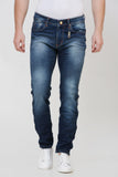 Colvyn Harris Men's Casualwear Regular Fit Mid-Rise Clean Look Stretchable Stretchable Dark Blue Denim Jeans