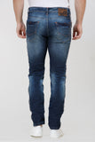 Colvyn Harris Men's Casualwear Regular Fit Mid-Rise Clean Look Stretchable Stretchable Dark Blue Denim Jeans