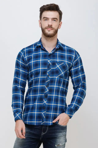 Men's Full Sleeve Slim Fit Checkered  Shirt