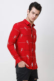 Men's Slim Fit Floral Printed Casual Shirt