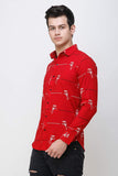 Men's Slim Fit Floral Printed Casual Shirt