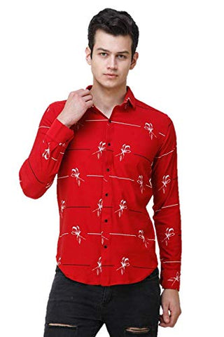 Men's Slim Fit Floral Printed Casual Shirt
