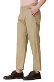 Mens Beige Loose Fit Casual Trousers