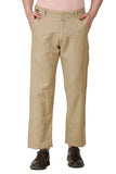 Mens Beige Loose Fit Casual Trousers