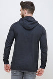 Men's Dark Grey Denim Hooded T-Shirt