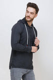 Men's Dark Grey Denim Hooded T-Shirt colvynharris