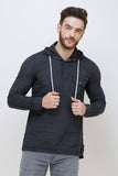 Men's Dark Grey Denim Hooded T-Shirt