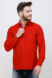 Men's Red Full Sleeve Slim Fit Casual Shirt