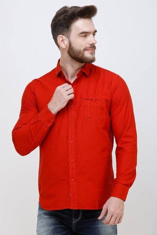 Men's Red Full Sleeve Slim Fit Casual Shirt