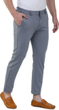 Light Grey Lycra Blend Slim Fit Trousers ColvynHarris
