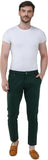 Olive Green Lycra Blend Slim Fit Trousers colvynharris