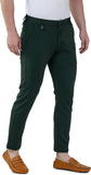 Olive Green Lycra Blend Slim Fit Trousers colvynharris