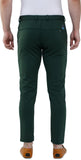 Olive Green Lycra Blend Slim Fit Trousers colvynharris
