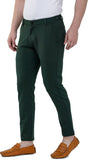 Olive Green Lycra Blend Slim Fit Trousers colvynharris