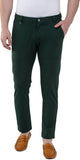 Olive Green Lycra Blend Slim Fit Trousers colvynharris