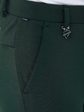 Olive Green Lycra Blend Slim Fit Trousers colvynharris