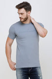 Men's Half Sleeves Round Neck Slim Fit Grey T-shirt