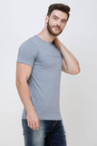 Men's Half Sleeves Round Neck Slim Fit Grey T-shirt