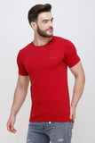 Men's Half Sleeves Round Neck Slim Fit Maroon T-shirt