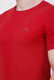 Men's Half Sleeves Round Neck Slim Fit Maroon T-shirt
