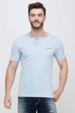 Men's Half Sleeves Round Neck Slim Fit Sky Blue T-Shirt
