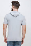 Men's Half Sleeves Hoodie Neck Slim Fit Light Grey T-shirt