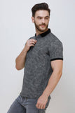 Men's Half Sleeves Polo Neck Neck Slim Fit Black T-shirt